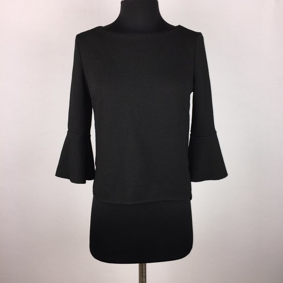 Zara W&B S Textured Blouse Top 3/4 Bell Sleeves - Picture 1 of 10